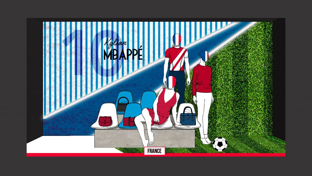 concept de vitrine de football pour le magasin Le Printemps