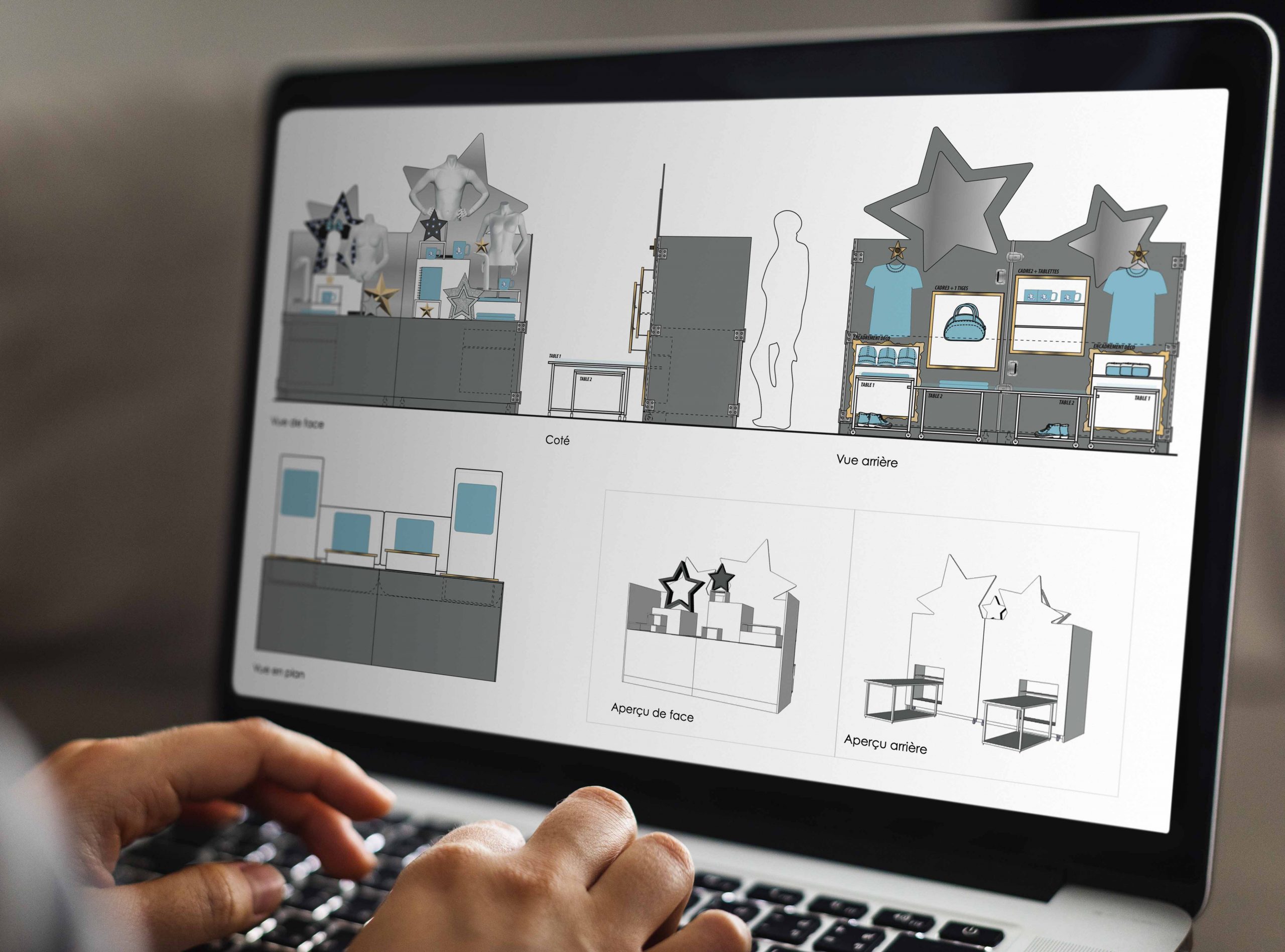 descriptif technique pour un mobilier bi-face pour disneuland paris