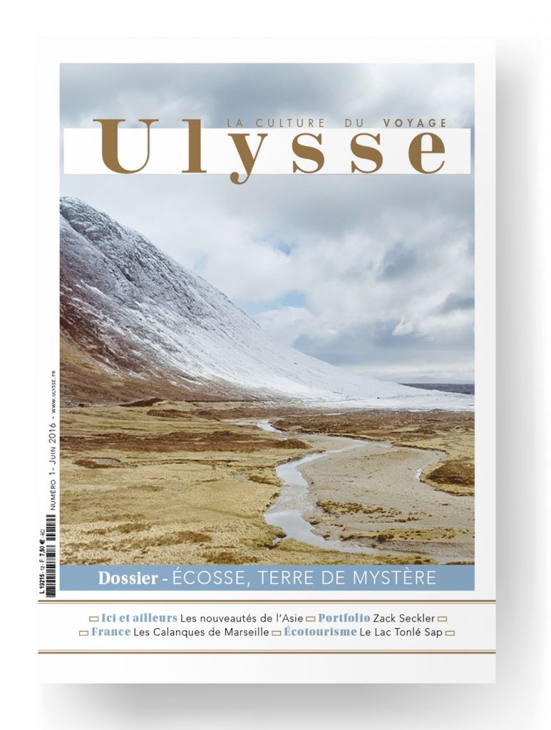 couverture d'un concept graphique d'un magazine de voyage, couverture sur l'Ecosse