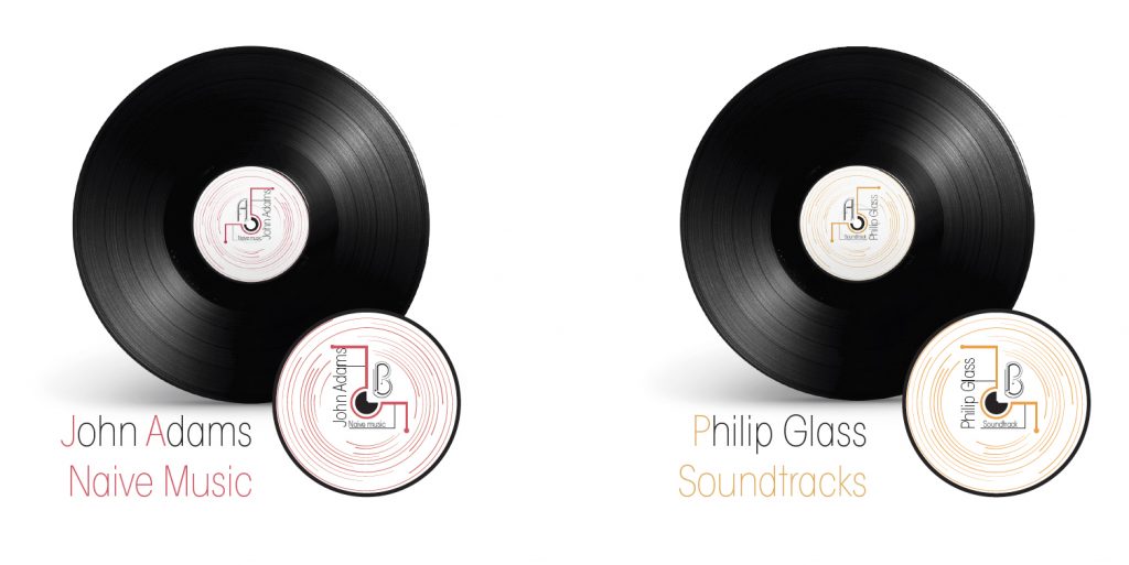 Design graphique de 2 macarons de vynile pour l'identité visuelle d'une collection