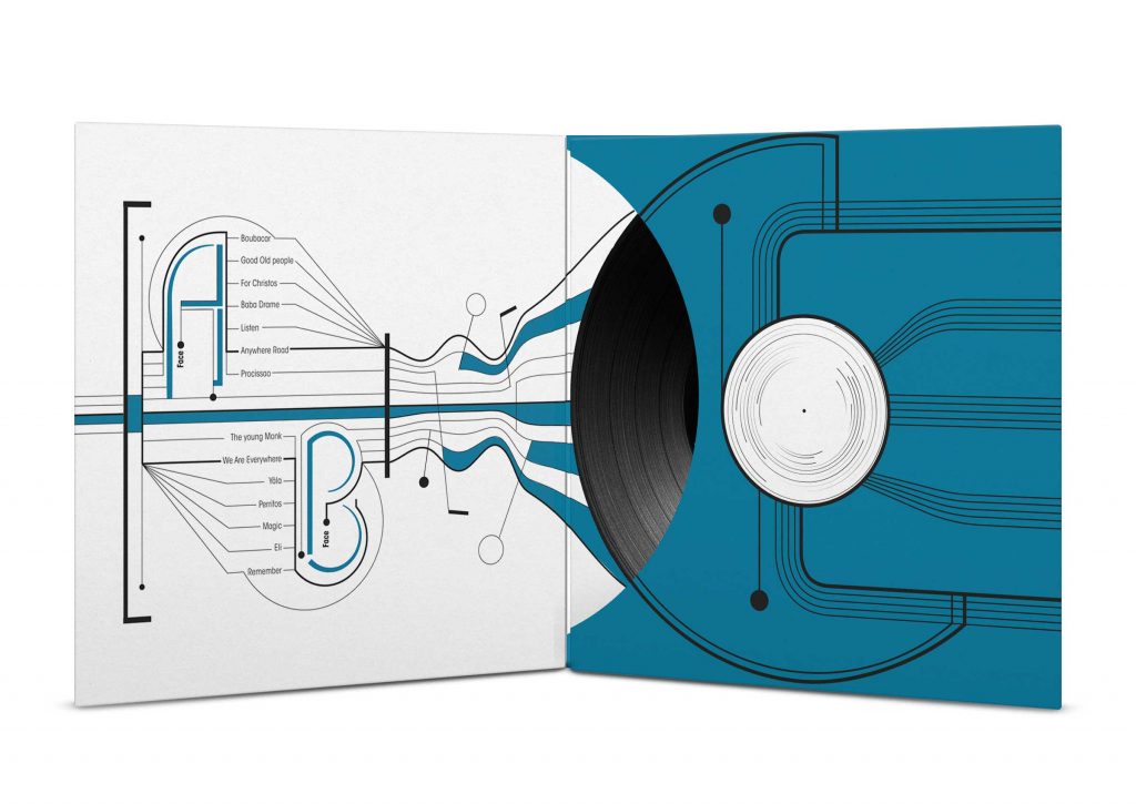 Design graphique de l'intérieur d'une pochette pour une collection de vinyle