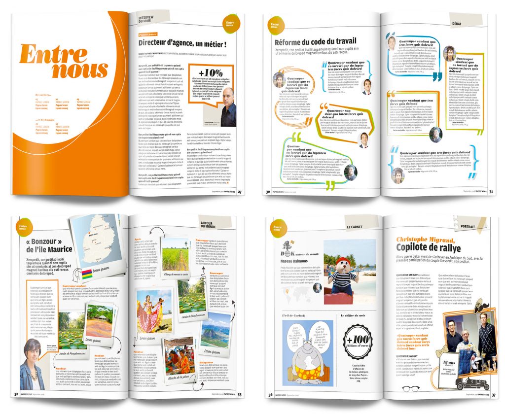 identité graphique d'une rubrique d'un magazine pour une entreprise de recyclage