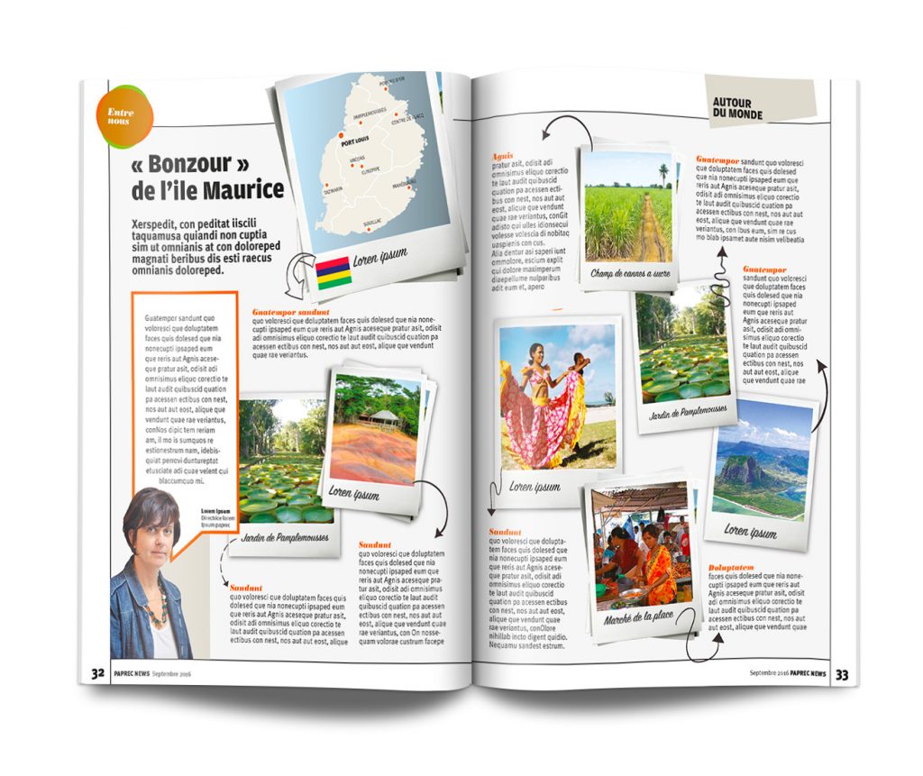 concept de magazine interne d'entreprise pour Paprec, rubrique autour du monde