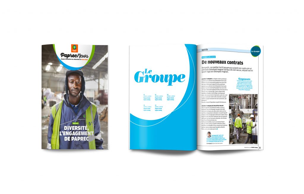 concept de magazine interne d'entreprise pour Paprec, rubrique le groupe