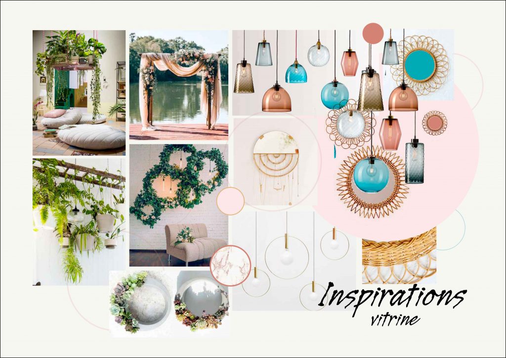 moodboard d'inspiration pour la conception d'une vitrine